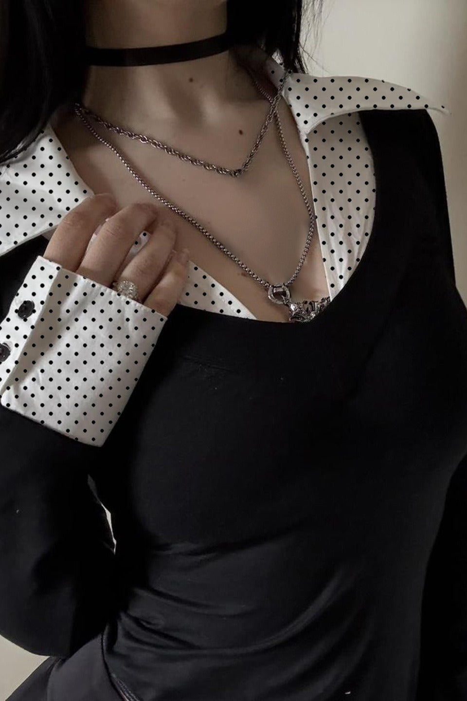 Colorblock Faux Layered Long Sleeve Top Secondary image