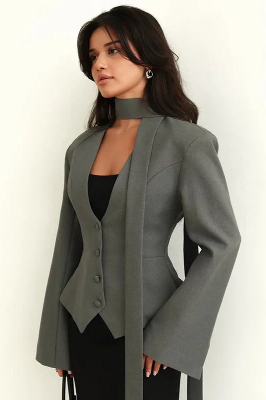 Scarf Collar Commuter Blazer Secondary image
