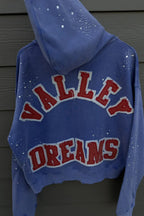 Rhinestone Collegiate Letter Washed Zip Hoodie