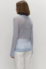 Sheer Pastel Round Neck Knit Top