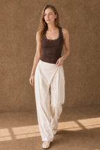 Waist Defined Rhinestone Drilled Sleeveless Tank Top