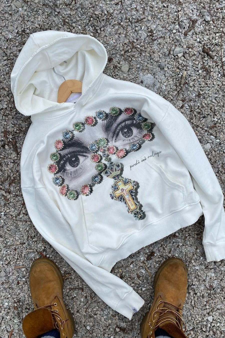 Eye Cross Graphic Cropped Pullover Hoodie