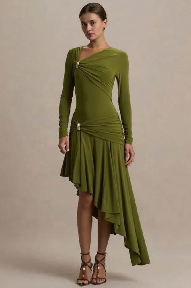 Sexy Ruched Asymmetrical Bodycon Party Dress Main image