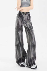Black Tie-dye Wide-leg Jeans