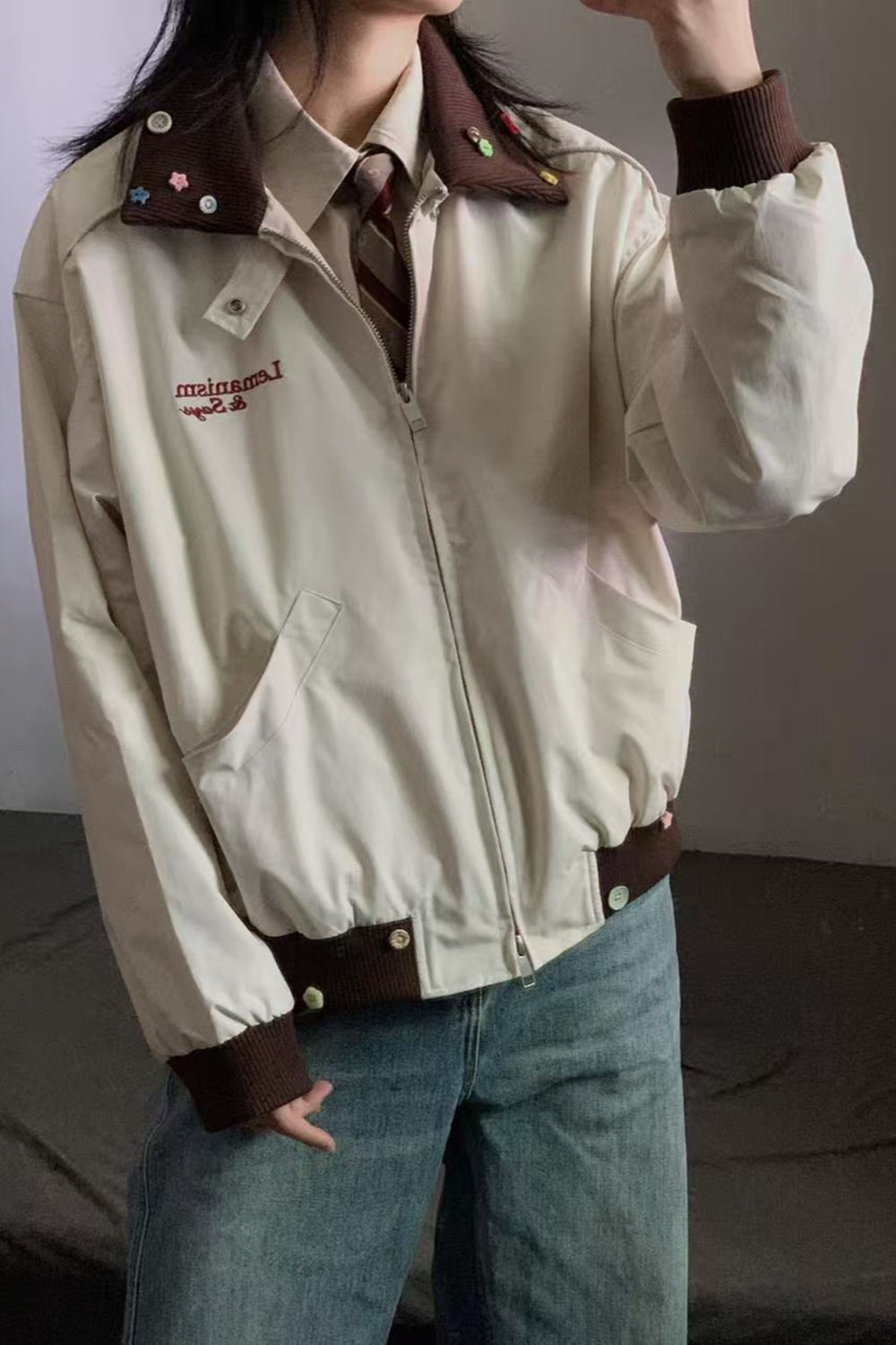 American Color Block Notch Collar Jacket Main image