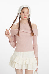 Chic Bateau Neck Cropped Knit Top