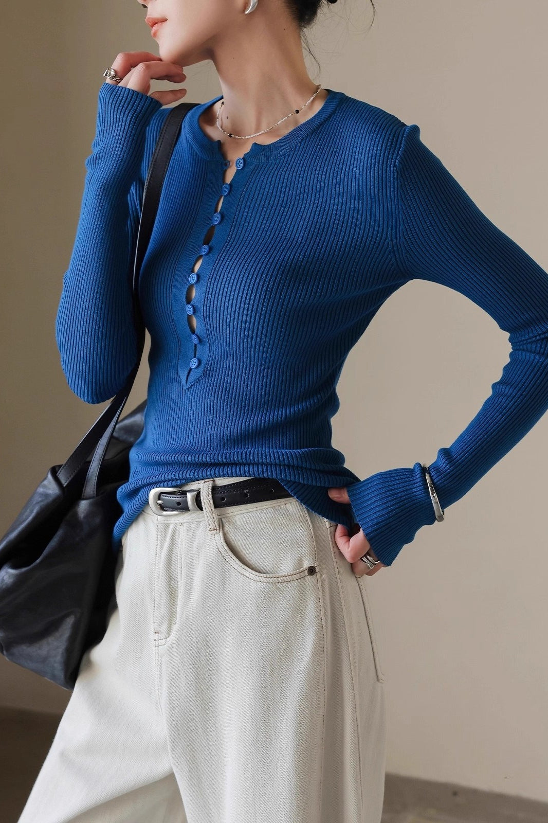 Slim Fit Ribbed Knit Top Secondary image
