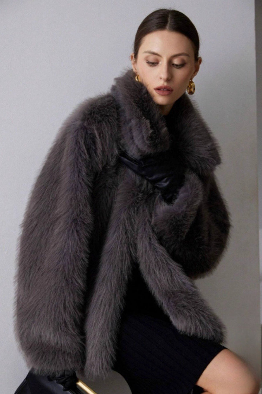Luxe Solid Faux Fur Winter Coat Secondary image