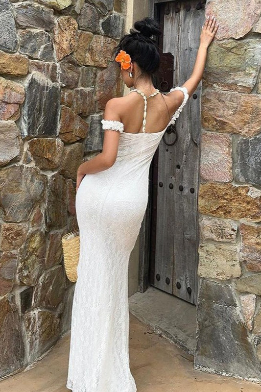 Elegant High Waist Sleeveless Lace Dress