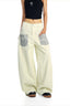 Leopard Panel Studded Barrel Leg Jeans