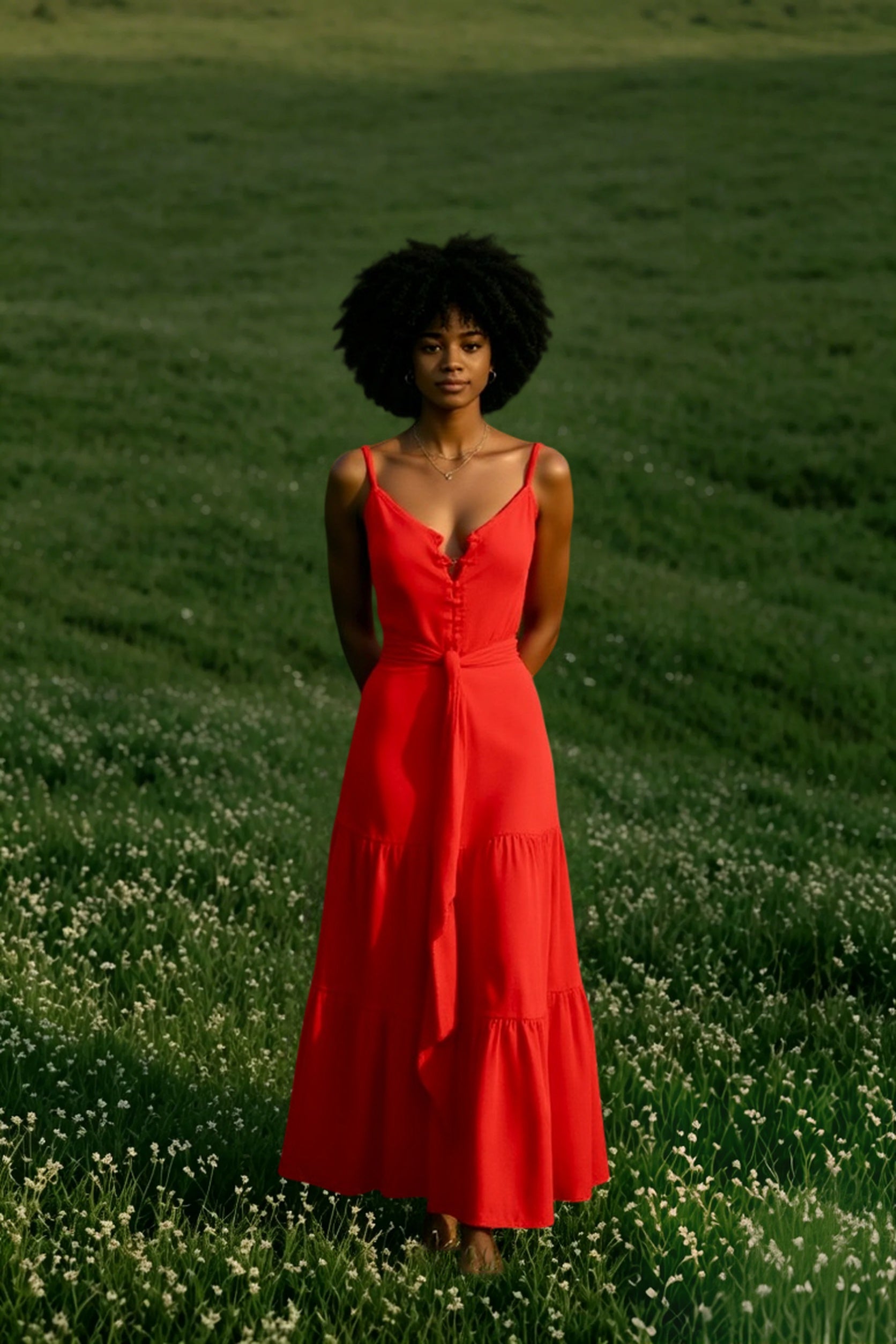 DressBetty - Elegant V Neck Tunic Ruffles Maxi Dress Secondary image