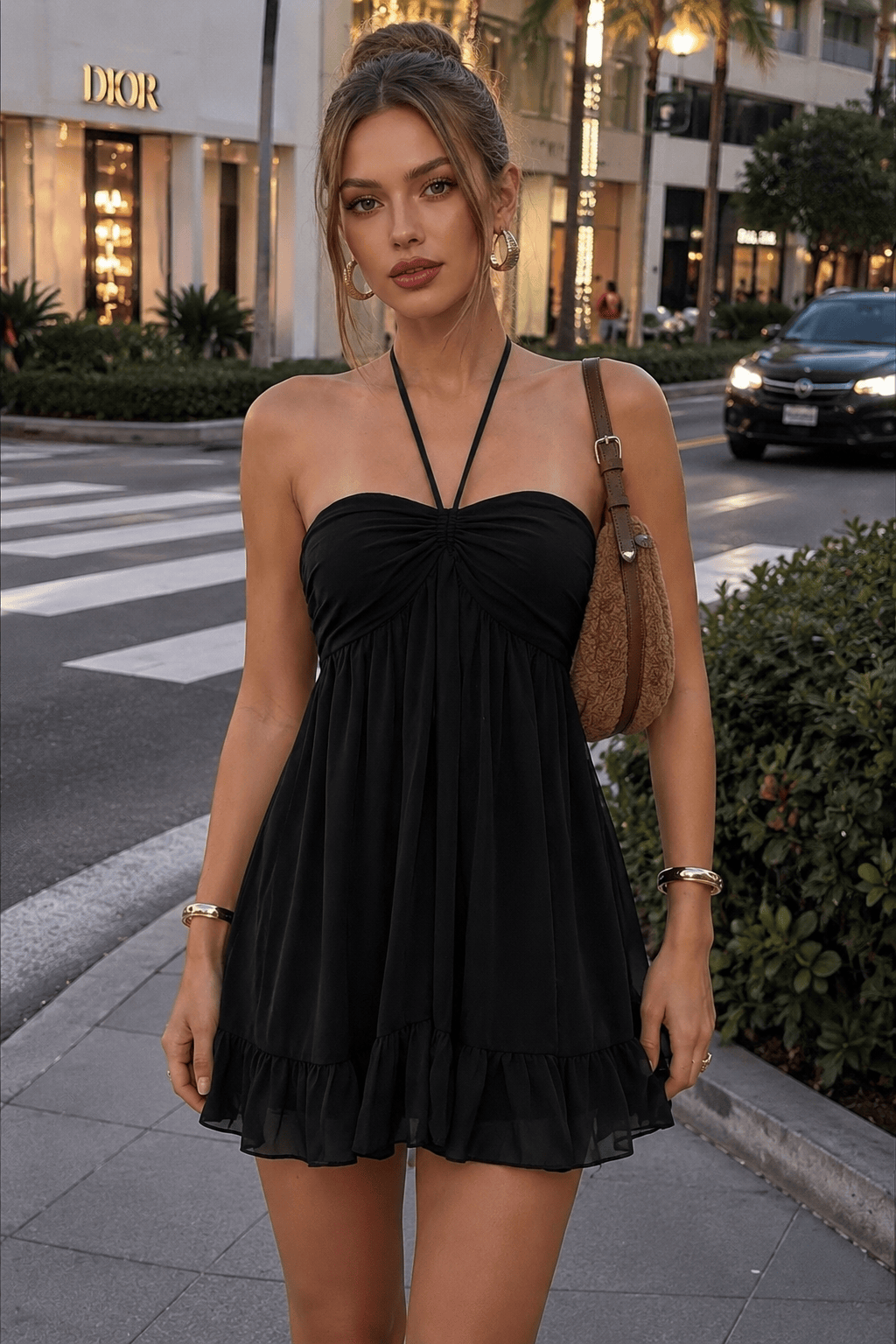 Minimalist Backless Curve Slip Dress Main image
