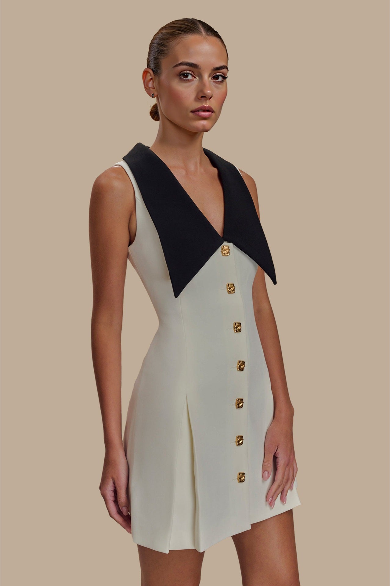 Fitted Lapel Button Work Dress Secondary image
