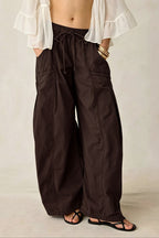 Drawstring Cargo Wide Leg Pants