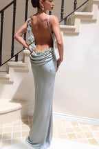 Satin Bodycon Backless Silk Dress