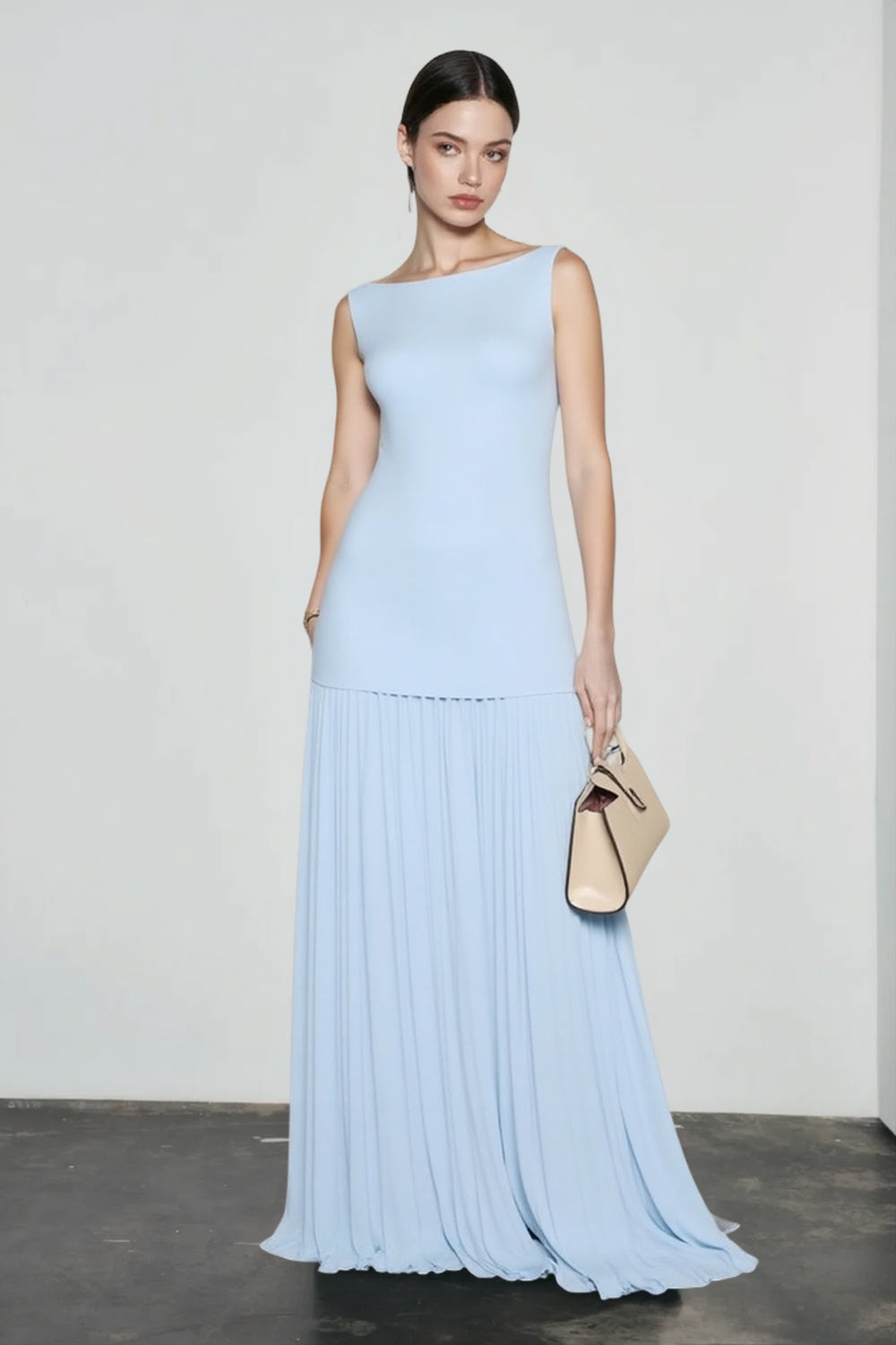 Solid Color Sleeveless Knit Slip Prom Dress Main image