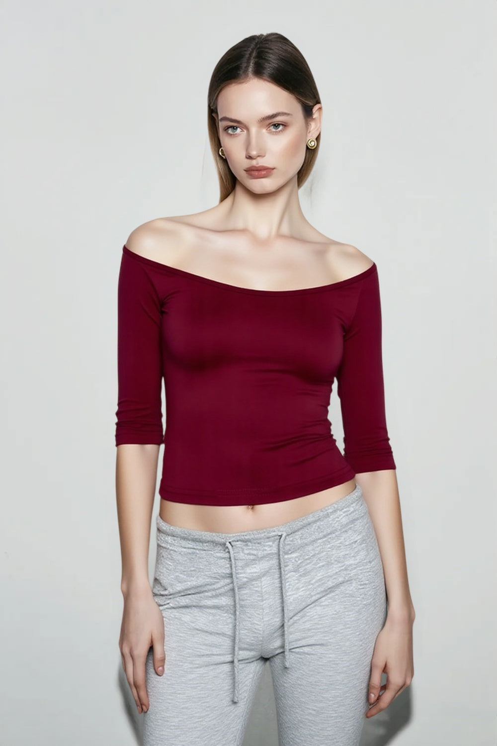 Deep U Neck Fitted T-shirts Secondary image