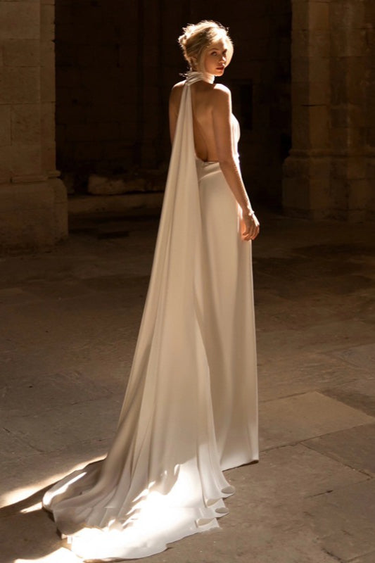 Elegant Halter Neck Cathedral Train Prom Dress Secondary image