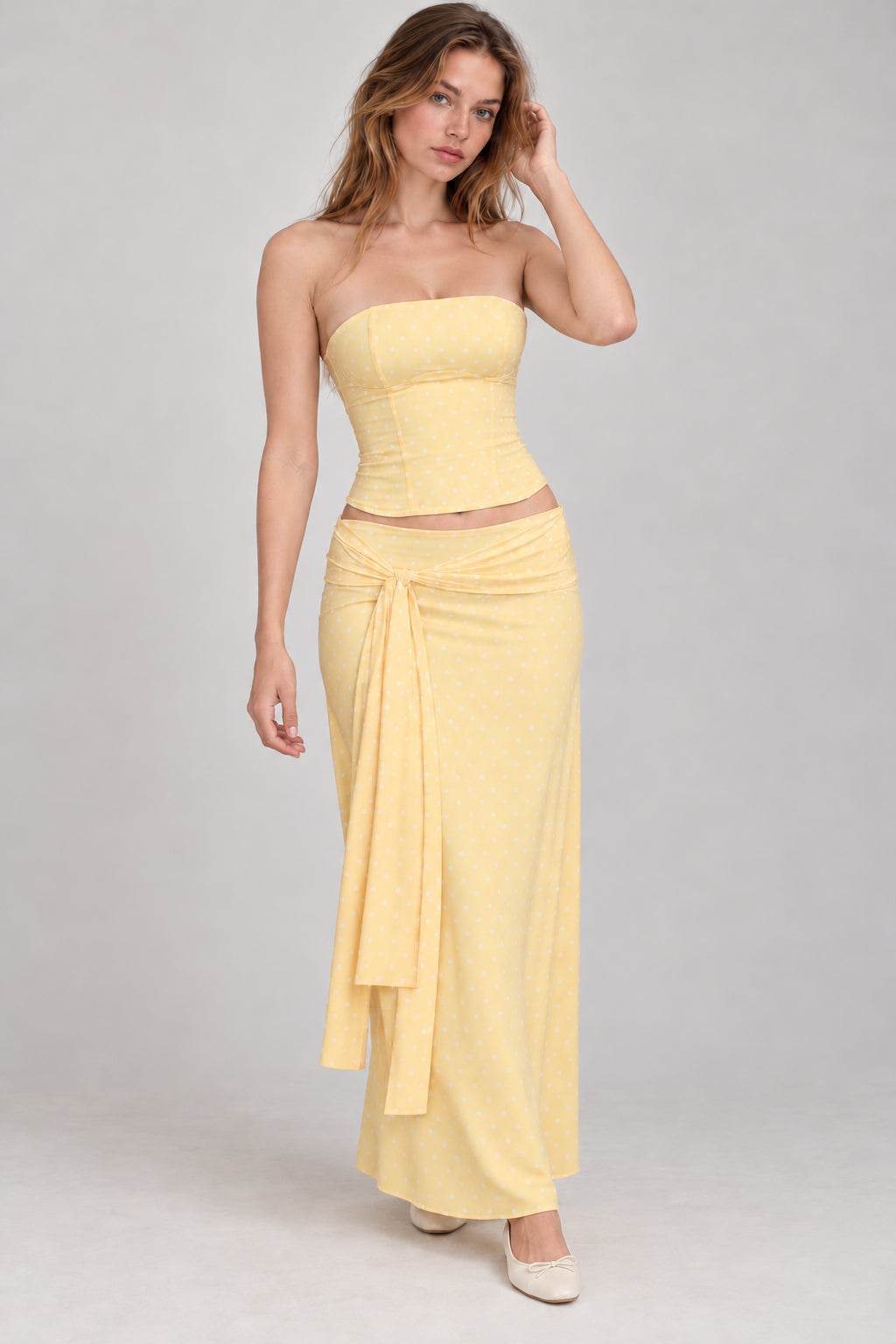 Solid Backless Tie Mermaid Skirt Set