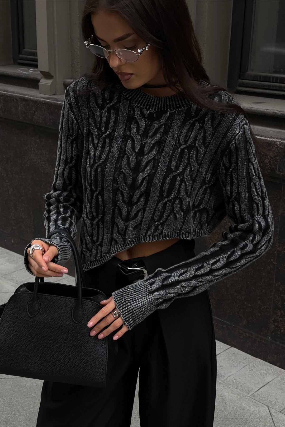 Slim Fit Cropped Knit Sweater Main image