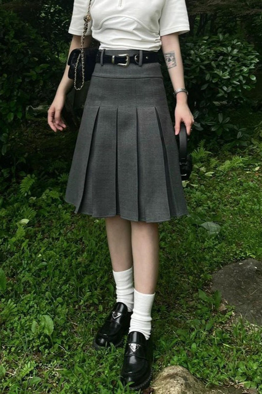 Pleated High Waist A Line Skirt Main image
