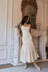 Vintage Sleeveless Square Neck Ruched Cocktail Dress