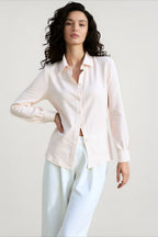 Linen Sheer Button Down Blouse