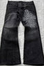 Cross Print Washed Punk Flare Jeans