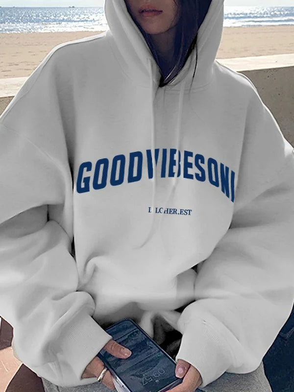 Letter Print Loose Fit Hoodie Main image
