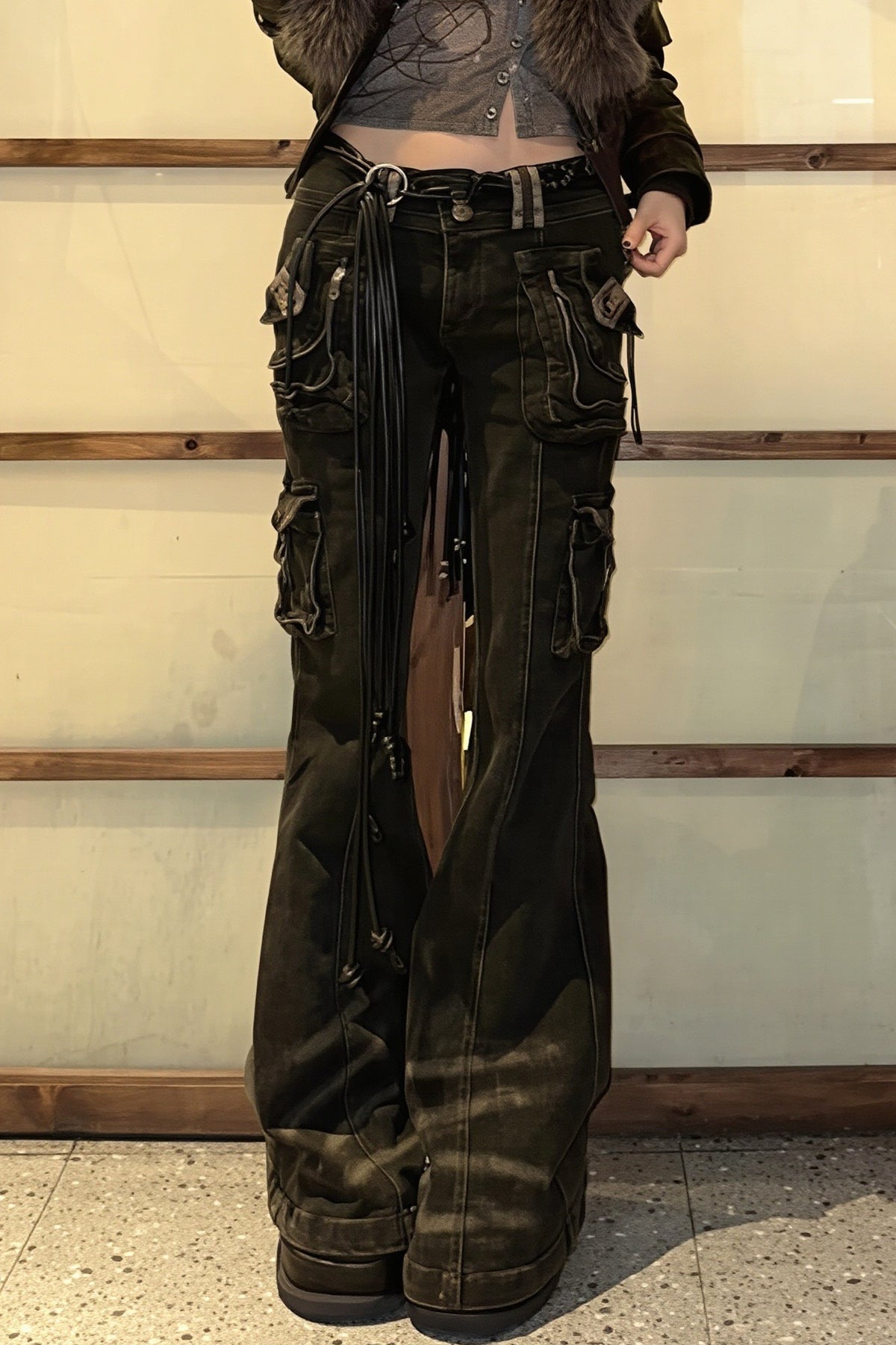 Strapped Multi Pocket Gothic Cargo Jeans