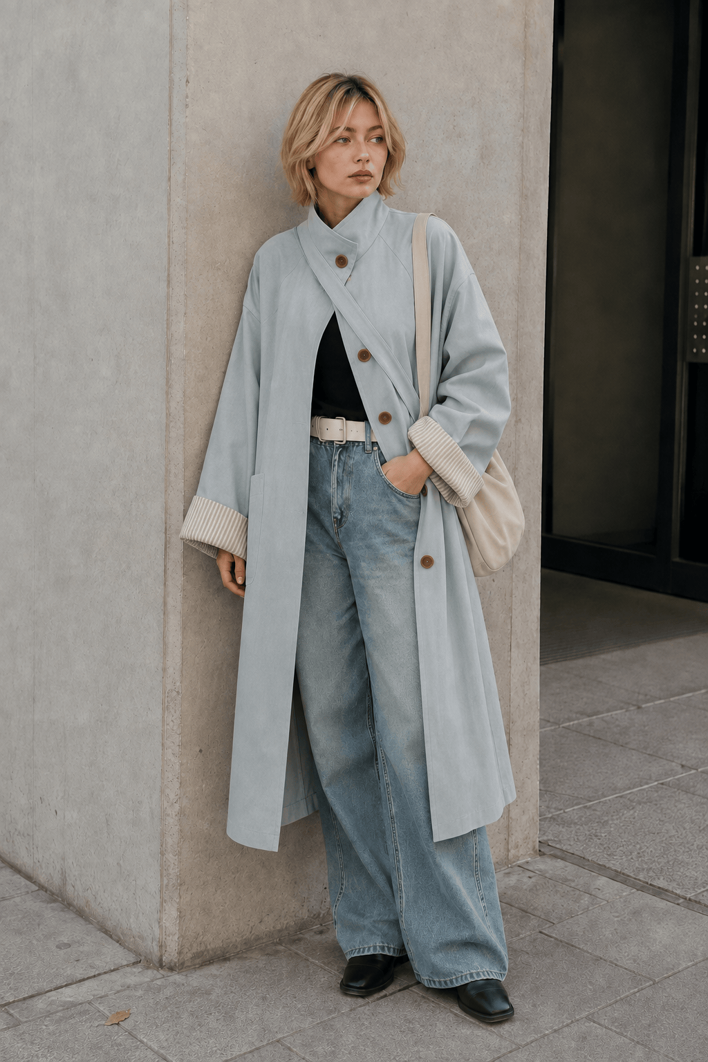Relaxed Midi Blend Panel Design Overcoat