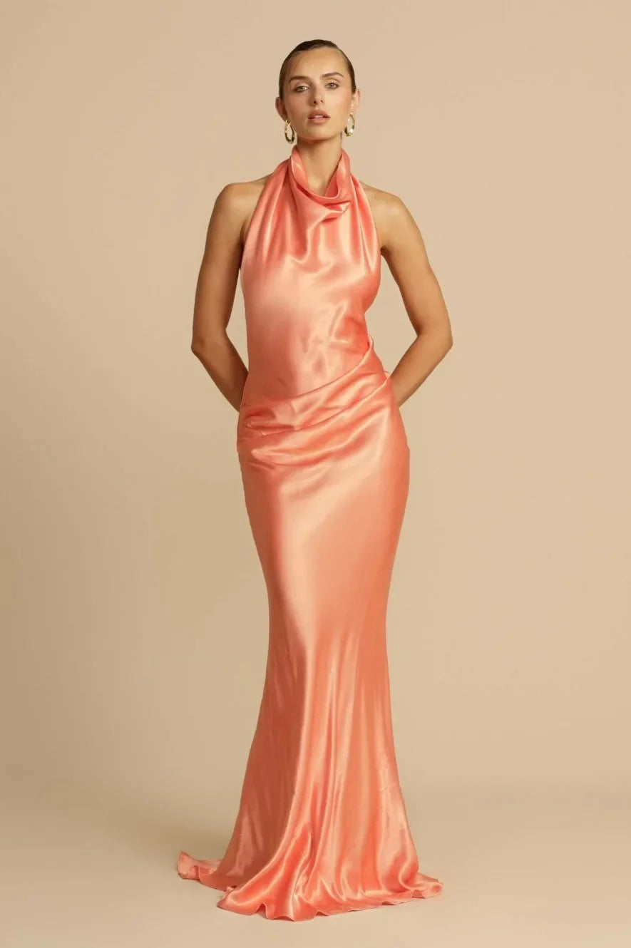 Satin Halter Neck Maxi Dress Main image