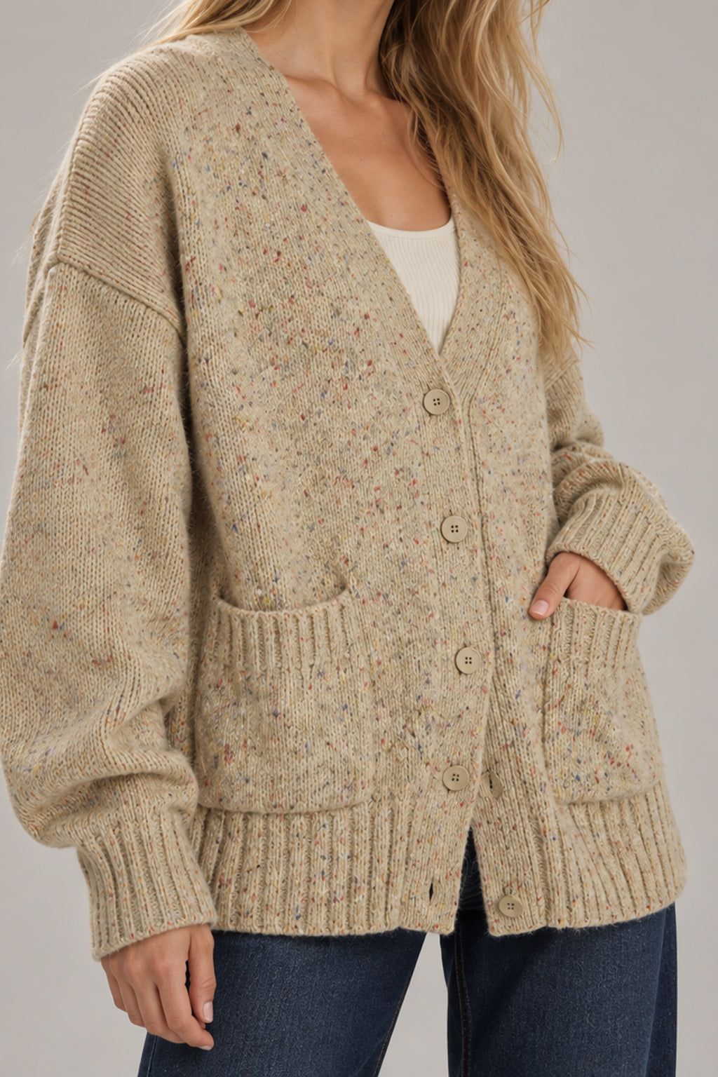 Fashionable Wool Blend Knit Cardiga