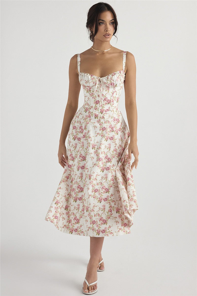 Elegant Halter Maxi Floral Dress