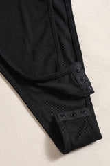 Sexy Collared Long Sleeve Cutout Stretch Bodysuit