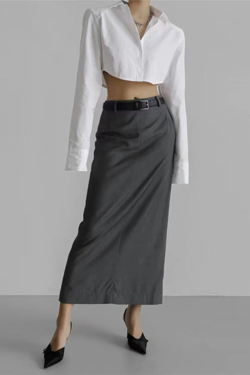 Wool Blazer Back Slit Midi Skirt Main image