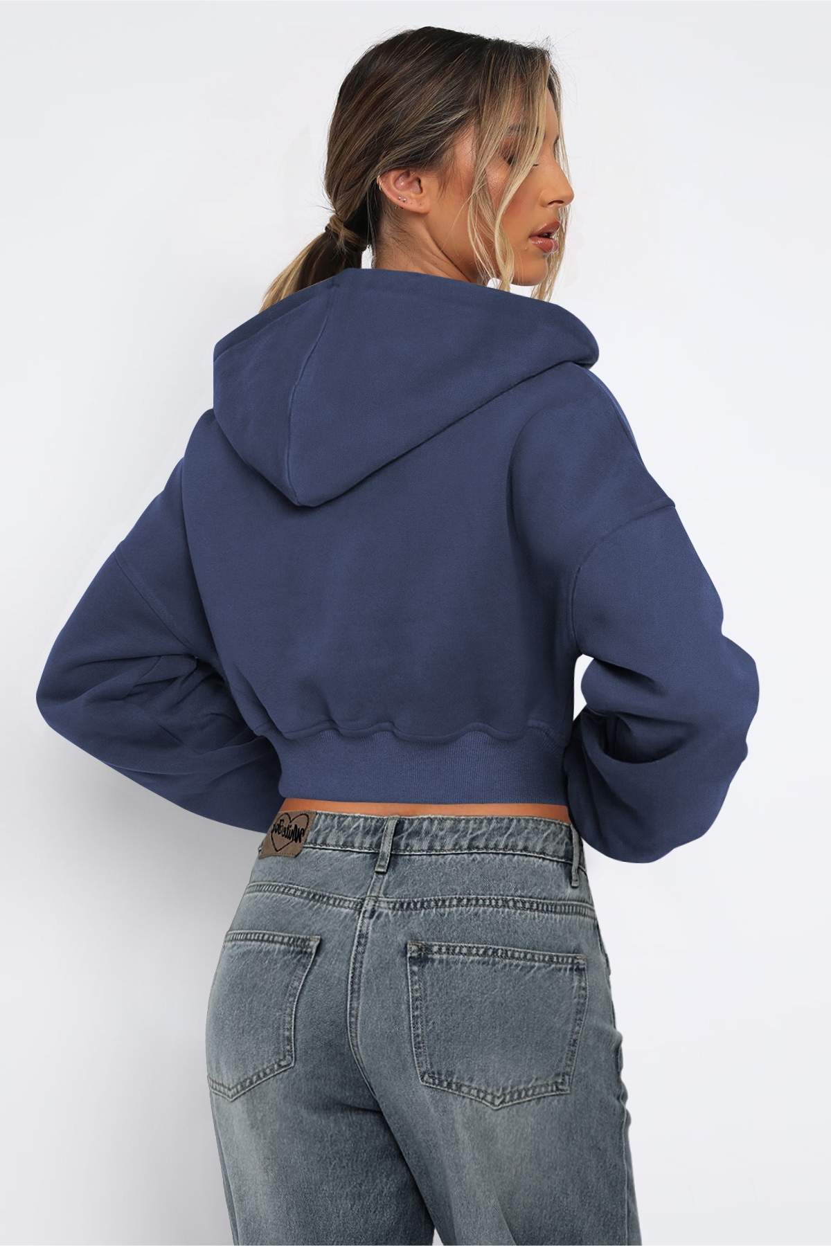 Street Style Oversized Long Sleeve Short Hoodie Secondary image