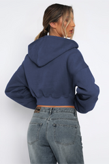 Street Style Oversized Long Sleeve Short Hoodie