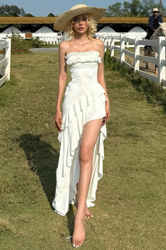 Asymmetrical Tiered Strapless Elegant Boho Dress Secondary image