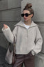 Vintage Notched V-Neck Knit Top