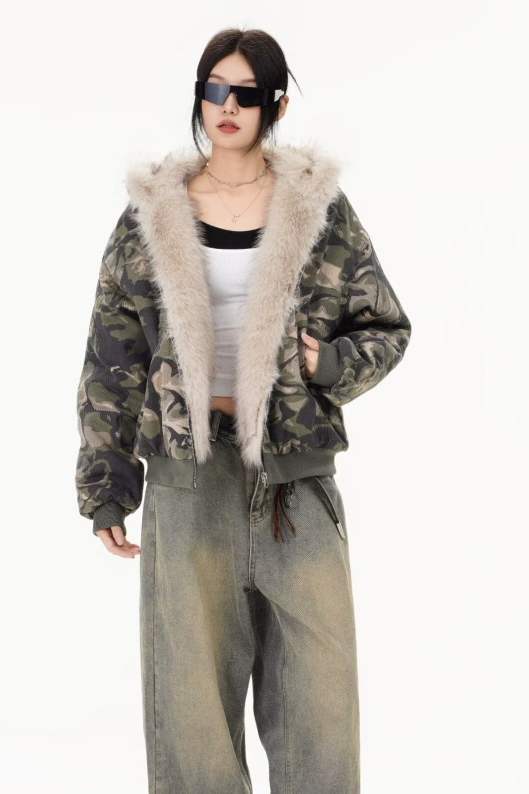 Thickened Hooded Camo Puffer Coat Main image