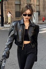 PU Leather Biker Bomber Jacket