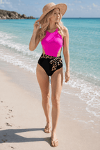 Patchwork Lace Up Backless One Piece