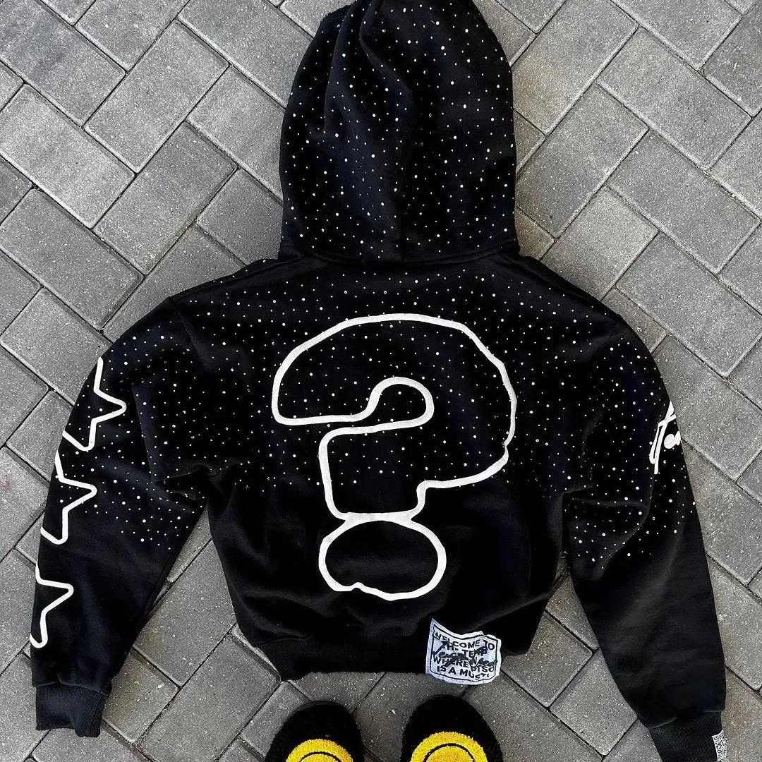 Unisex Goth Print Zip Hoodie Secondary image