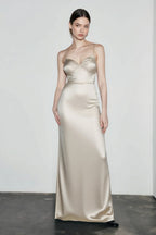 Draped Maxi Silk Dress