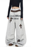 Leopard Waist Cross Print Wide Leg Pants
