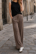 Wool Blend High Waist Knit Pants