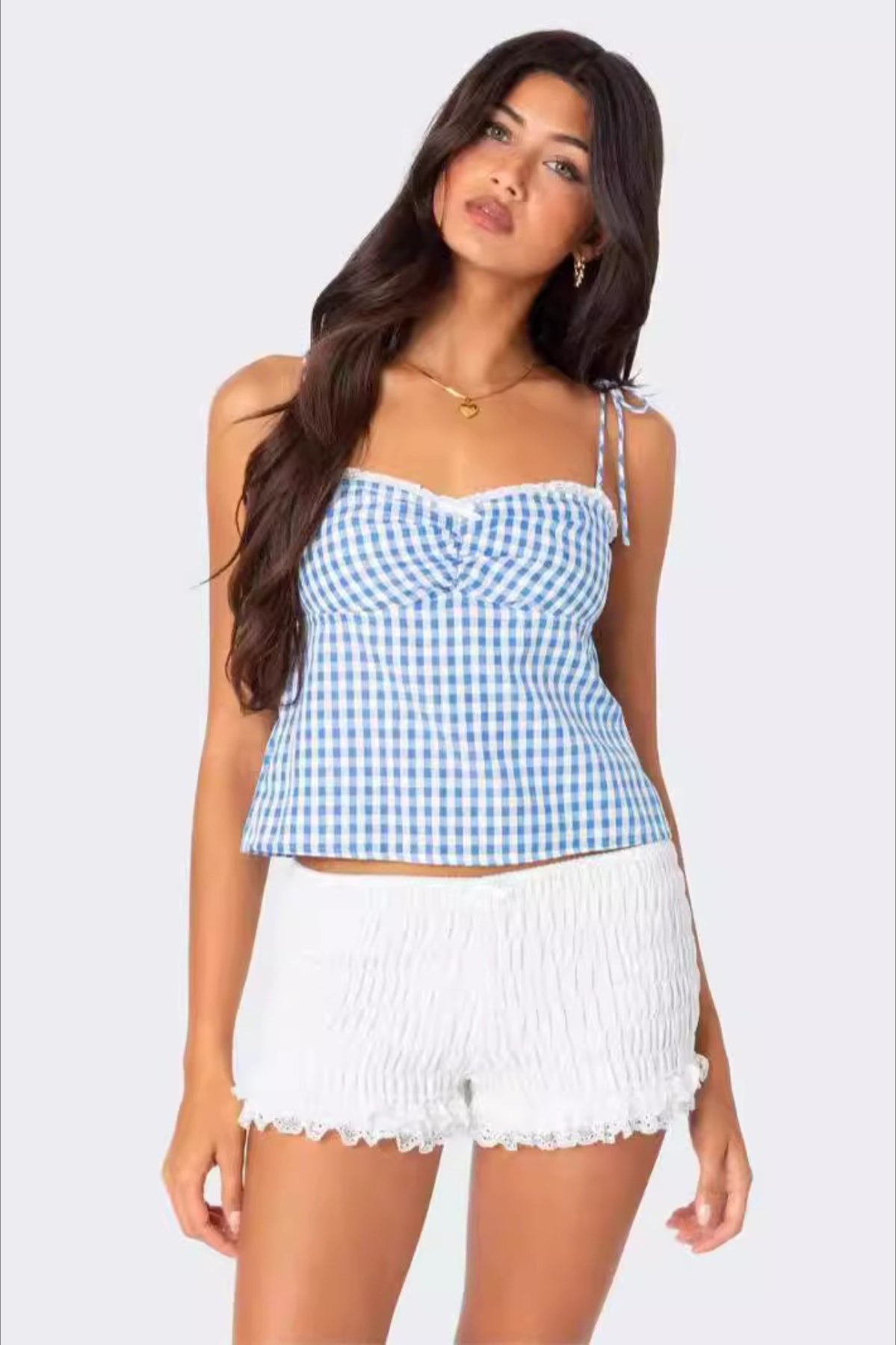 Plaid Halter Backless Cami Top Main image