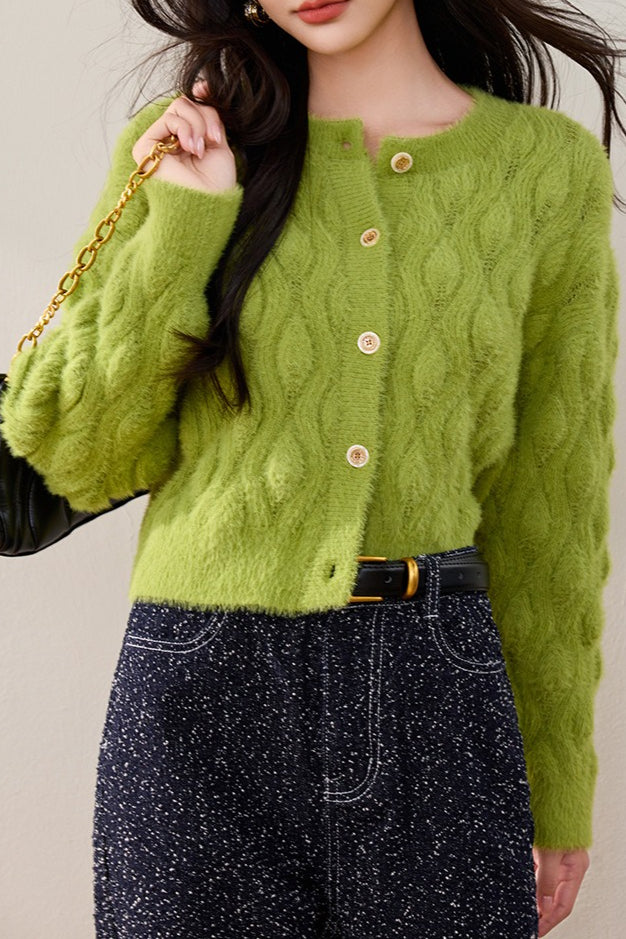 Faux Fur Cable Knit Cardigan Secondary image
