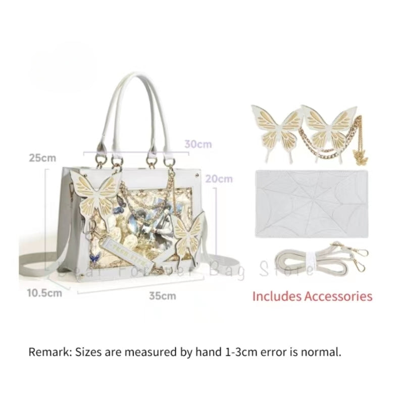 Y2K Labyrinth Butterfly Spider Web Letter DIY Transparent Fashion Bag